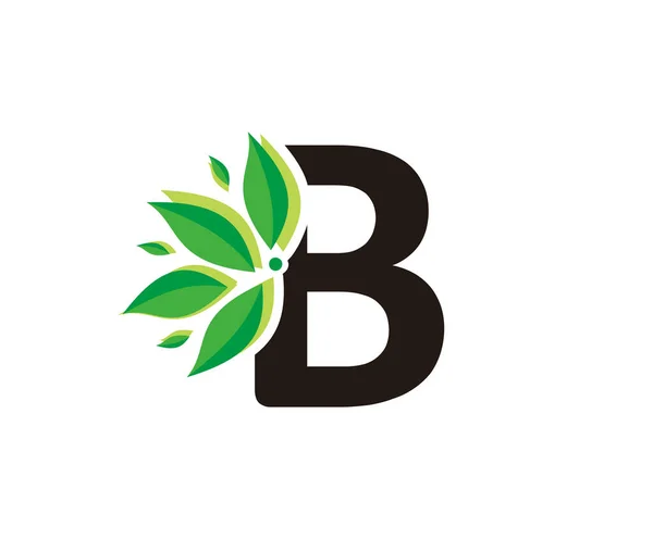 Hojas Verdes Letra Logo Natural — Archivo Imágenes Vectoriales