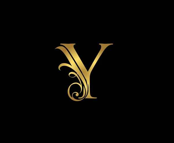 复古字母Y标志图标 初始字母Y设计矢量豪华金色图标 — 图库矢量图片