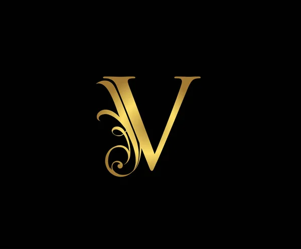 Vintage List Logo Ikona Początkowa Litera Design Vector Luxury Gold — Wektor stockowy