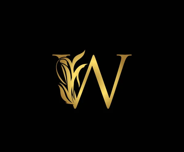 クラシーレターWロゴアイコン イニシャルレターWデザインベクトル高級ゴールドカラーアイコン — ストックベクタ