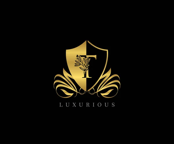 Escudo Oro Letra Logo — Vector de stock