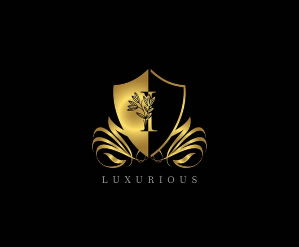 Escudo Dourado Carta Logo —  Vetores de Stock