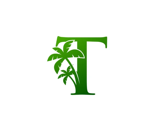 绿色棕榈字母奢华标志 采购产品字母T与绿色花卉形状设计完美的时尚 美容院 酒店标志 化妆品 矿泉标志 度假村及食肆标志 — 图库矢量图片
