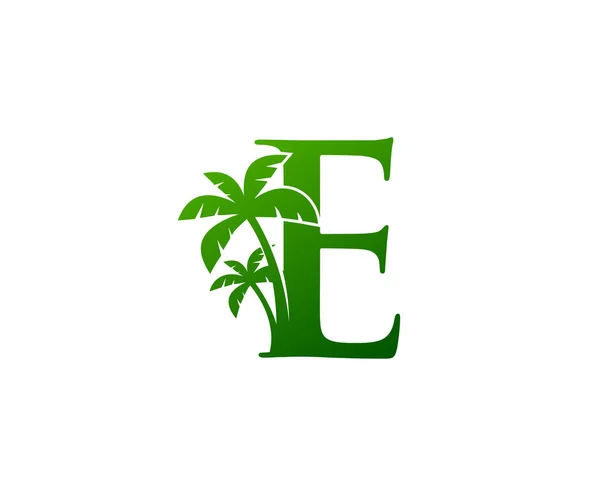 绿色棕榈E字母奢华标志 采购产品字母E与绿色花卉形状设计完美的时尚 美容院 酒店标志 化妆品 矿泉标志 度假村及食肆标志 — 图库矢量图片