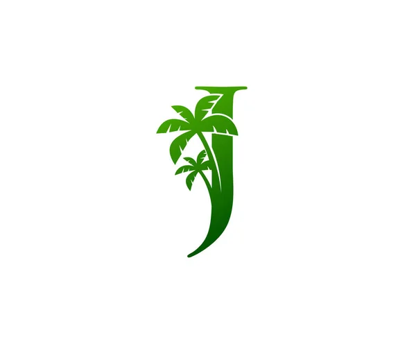 Green Palm Letter Luxe Logo Letter Met Green Floral Shape — Stockvector