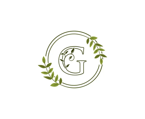 Beauty Letter Luxe Logo Letter Met Green Floral Shape Ontwerp — Stockvector