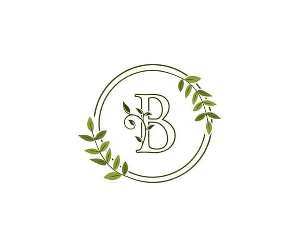 Logo Floral Lettre Beauté Lettre Avec Cercle Vert Forme Florale — Image vectorielle