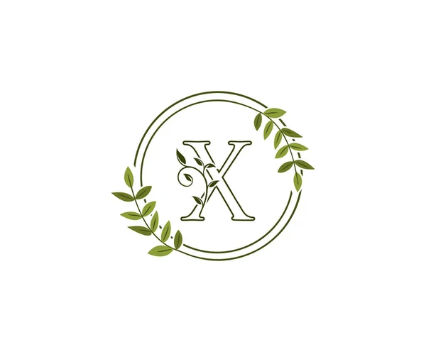 Skönhet Brev Blommig Logotyp Brev Med Cirkel Grön Blommig Form — Stock vektor