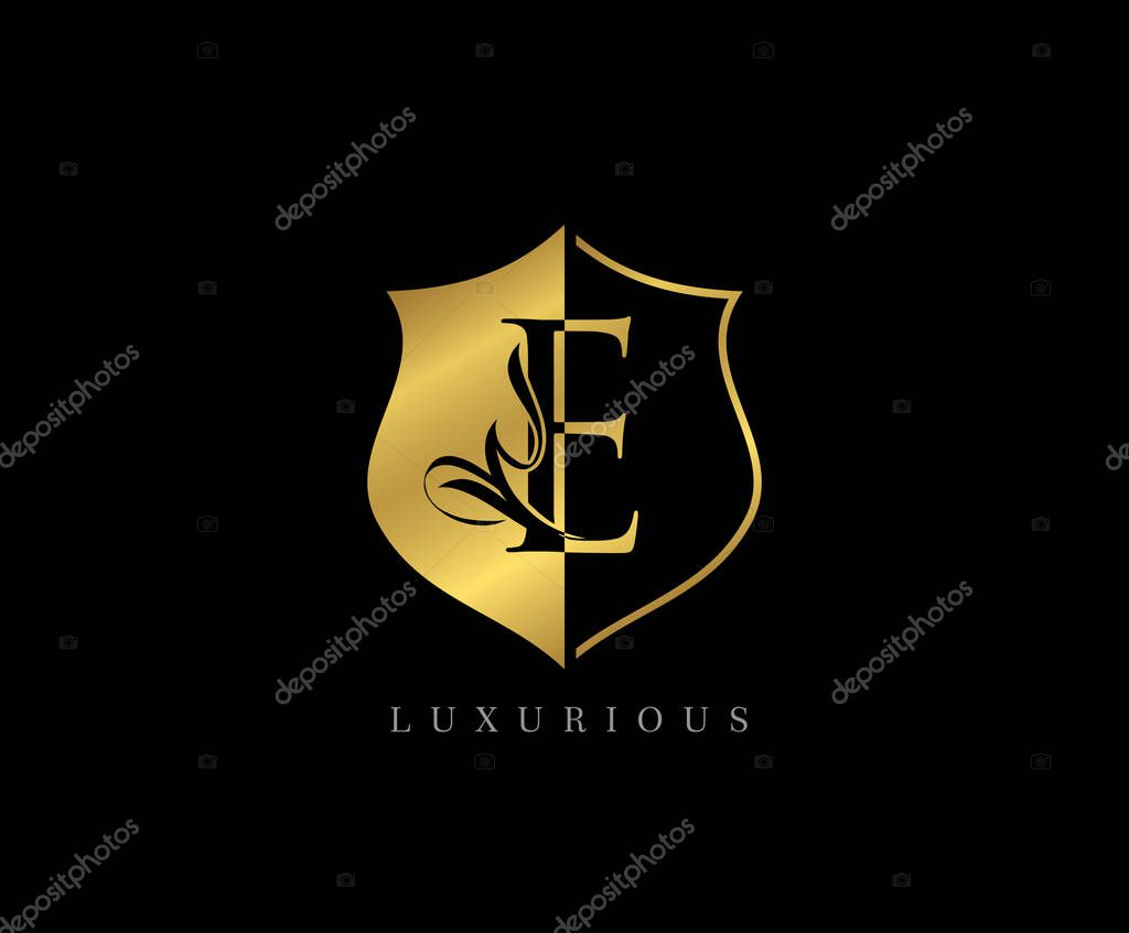 Luxury Golden Shield E Letter Logo