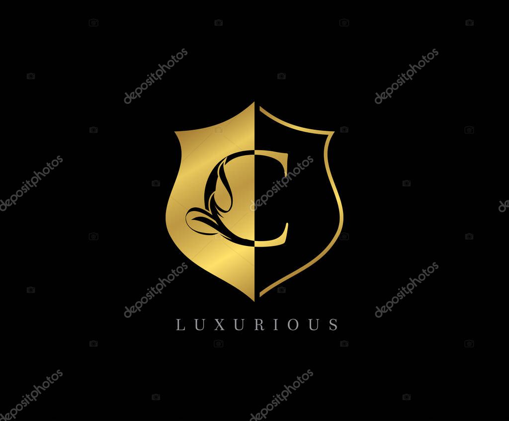 Luxury Golden Shield C Letter Logo