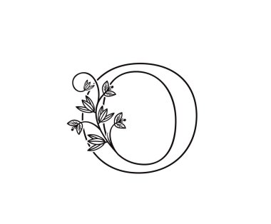 Klasik O Harfi Lüks Logosu. Zarif çiçek desenli O harfi moda, mücevher, güzellik salonu, otel logosu için mükemmel. Kozmetik, Spa Logosu. Tatil ve Restoran Logosu. 