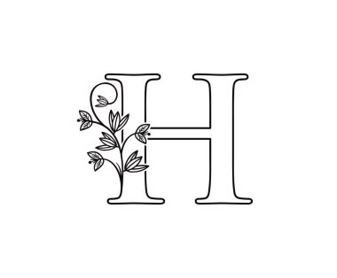 Klasik H harfi lüks logosu. Zarif çiçek desenli H harfi moda, mücevher, güzellik salonu, otel logosu için mükemmel. Kozmetik, Spa Logosu. Tatil ve Restoran Logosu. 