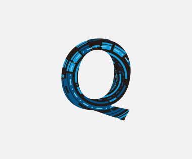 Soyut Dijital Tekno Q Harfi Logo Simgesi Simgesi