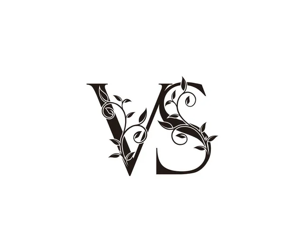 文字Vs豪華なロゴアイコン ヴィンテージ高級ベクトルデザインコンセプトアウトライン高級ビジネスのための花の葉の金の色のアルファベット文字 — ストックベクタ
