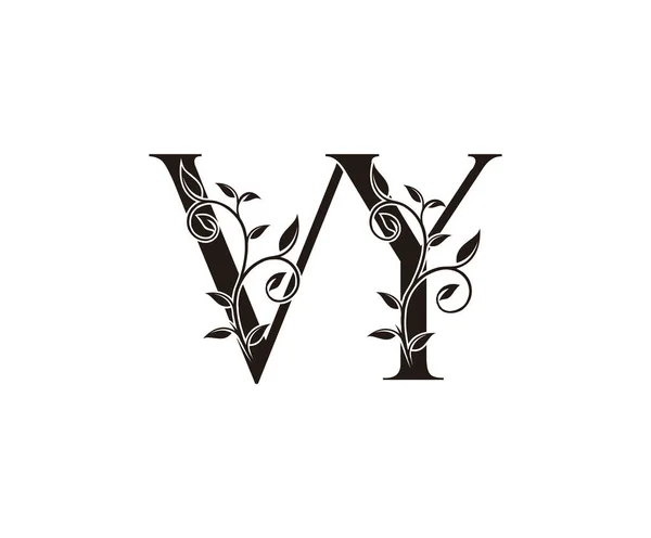 Lüks Logo Simgesi Klasik Lüks Vektör Tasarımı Kavramı Çiçek Yapraklı — Stok Vektör