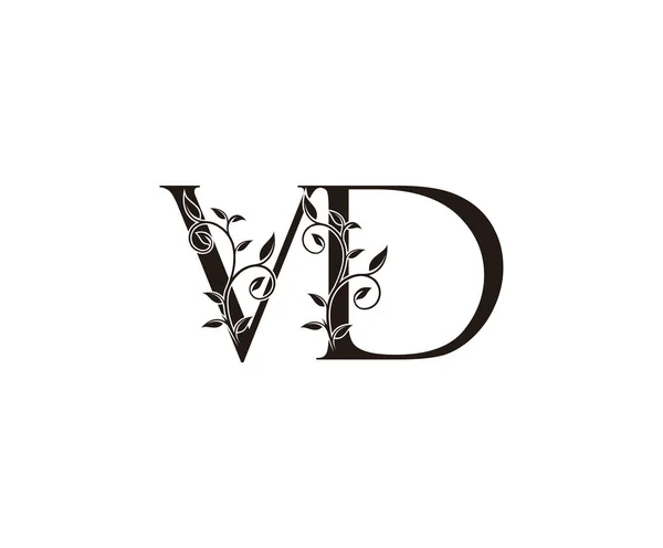 Stijlvolle Floral Letter Logo Vintage Luxe Vector Ontwerp Concept Schets — Stockvector