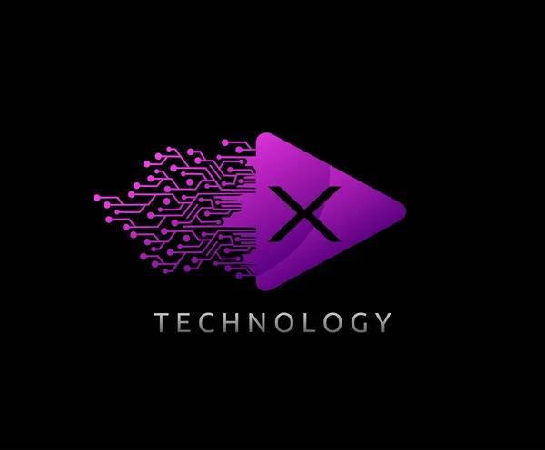 Logo Písmenem Techno Rychlé Přehrávání — Stockový vektor