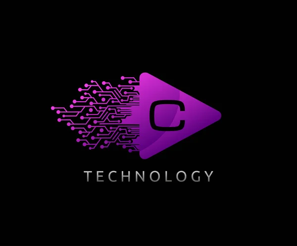 Fast Play Techno Letra Logotipo — Vetor de Stock