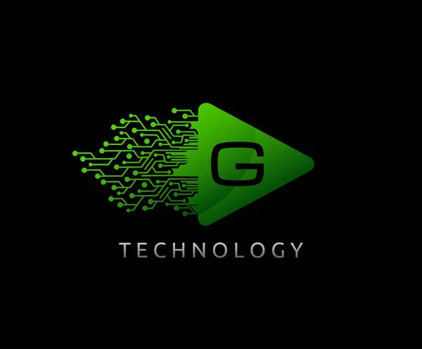 Швидке Відтворення Логотипу Літери Techno — стоковий вектор