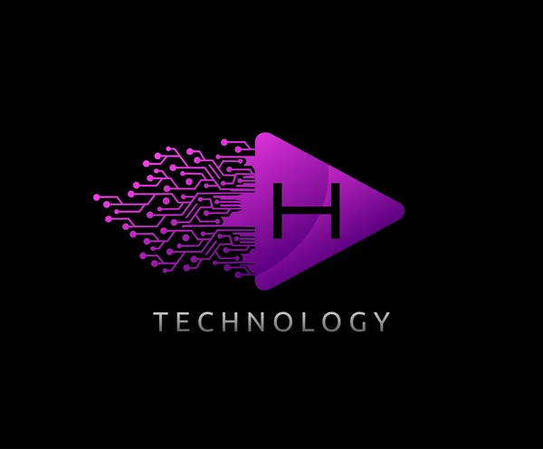 Szybkie Odtwarzanie Techno List Logo — Wektor stockowy