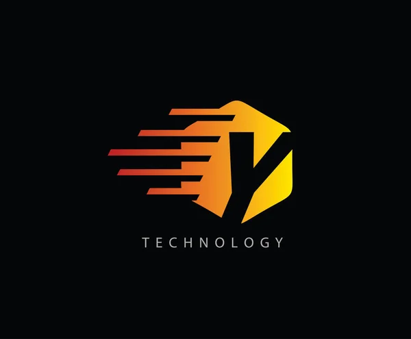 Techno Fast Letter Hexágono Letra Logotipo — Vetor de Stock