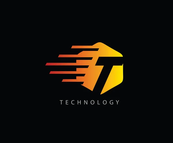 Techno快速字母T六边形标志 — 图库矢量图片