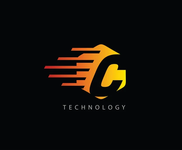 Techno Fast Letter Hexagon Letter Logo — Vetor de Stock