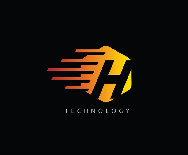 Techno Fast Letter Hexagon Logo Listu — Wektor stockowy