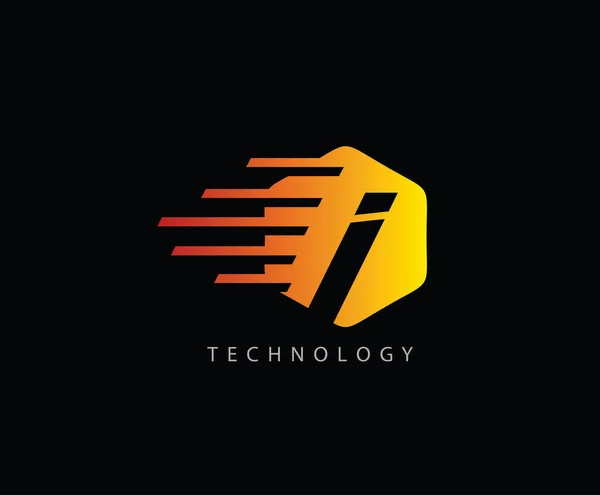 Techno Fast Letter Hexagon Letter Logo — Vetor de Stock