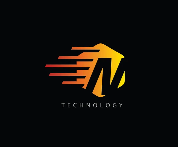 Techno Fast Letter Hexagon Letter Logo — Vetor de Stock