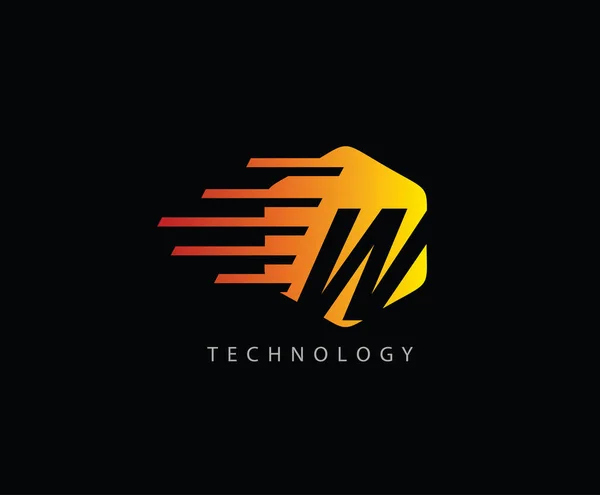 Techno Fast Letter Hexagon Logo Listu — Wektor stockowy