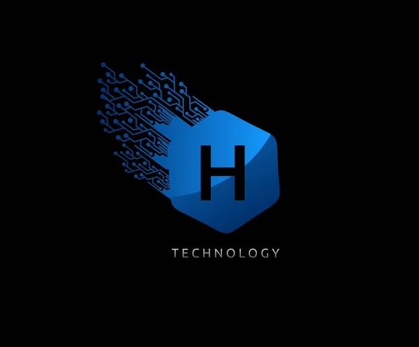 Hexagon Fast Technology Logo Listu — Wektor stockowy
