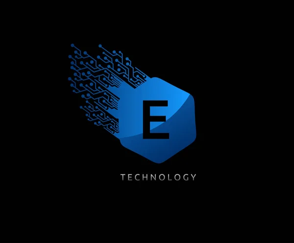 Hexágono Tecnologia Rápida Letra Logotipo — Vetor de Stock