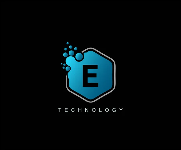 Tecnologia Hexágono Letra Logotipo — Vetor de Stock
