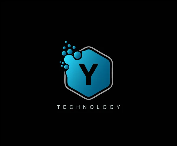 Tecnologia Esagonale Lettera Logo — Vettoriale Stock