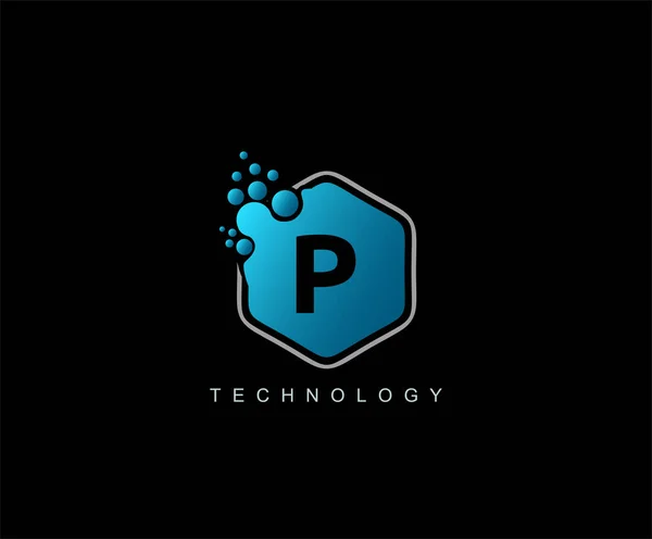 Logo Letra Tecnología Del Hexágono — Vector de stock