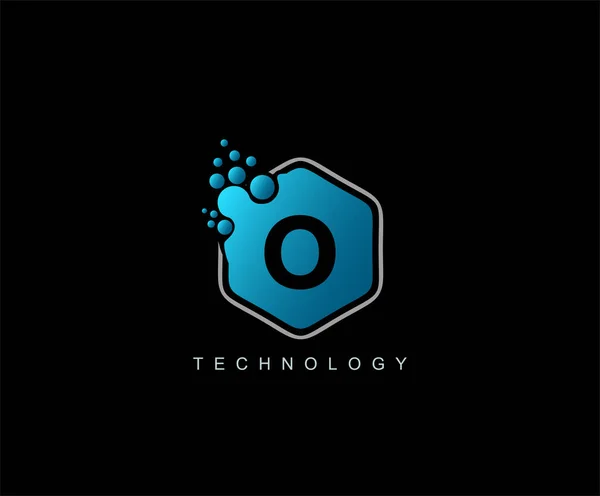 Hexa Pontilhado Letra Tecnologia Logotipo — Vetor de Stock