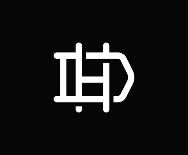 Harfi Üst Üste Binen Kilit Logosu Siyah Arkaplanda Monogram Çizgisi — Stok Vektör