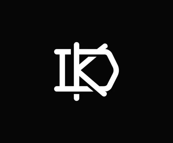 字母D Overlapping Interlock Logo Mongram Line Art Vintage Style Black — 图库矢量图片