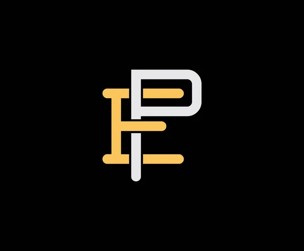 文字EとP 重なり合うインターロックロゴ モノグラムラインアートヴィンテージスタイル黒の背景 — ストックベクタ