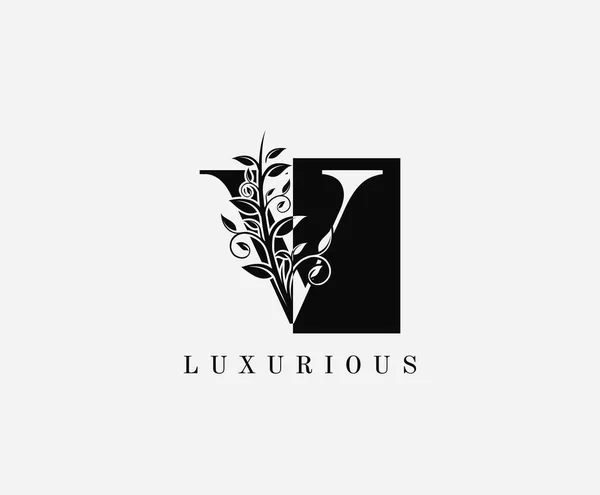 Classic Half Square Lettre Floral Logo Design — Image vectorielle