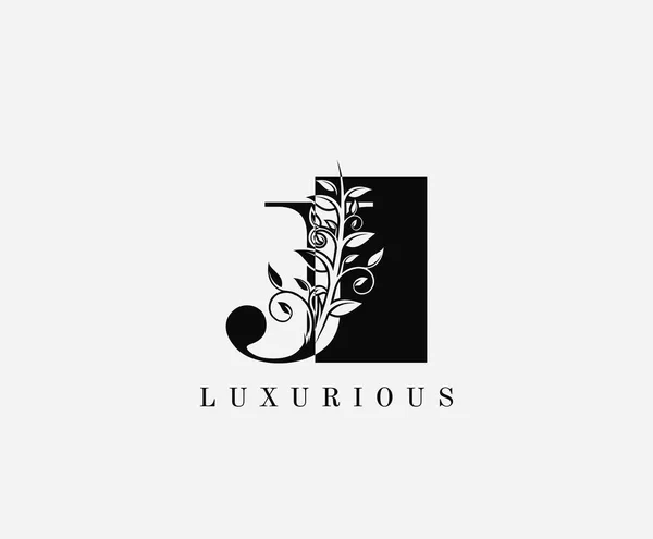 Clássico Meio Quadrado Carta Floral Logo Design —  Vetores de Stock