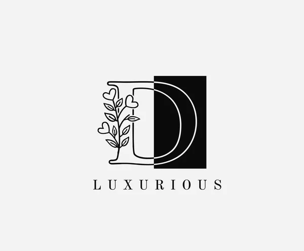 Klasik Yarım Kare Harf Çiçek Logosu Tasarımı — Stok Vektör