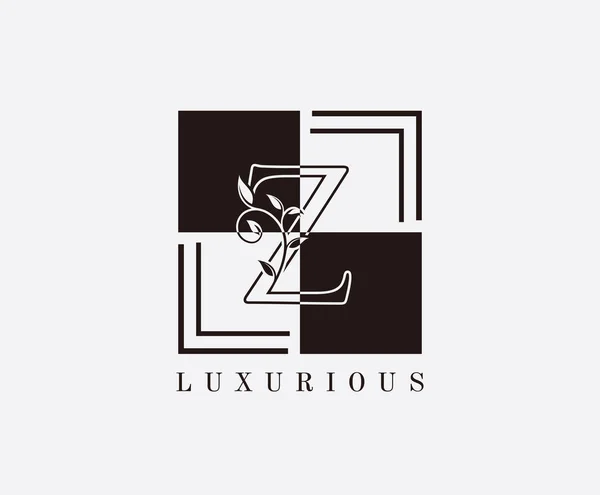 Classic Square Letter Floral Logo Design — Stock Vector