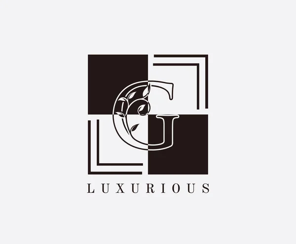 Classic Square Letter Floral Logo Design — Stock Vector