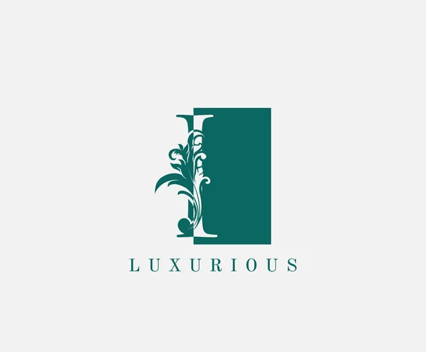 Luxe Groen Swirl Square Logo Icon — Stockvector