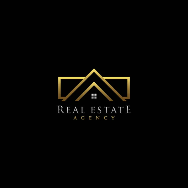 Royalt Gold Building Logo Design Logo Real Estate — Vetor de Stock