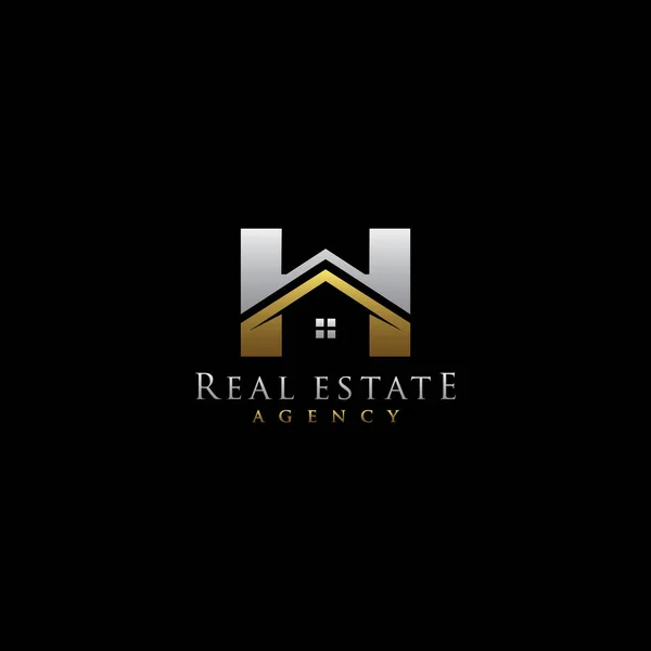 Modern Letter Elegante Gouden Gebouw Logo Real Estate Logo Design — Stockvector