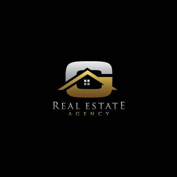 Lettre Gelegant Gold Building Logo Conception Logo Immobilier — Image vectorielle