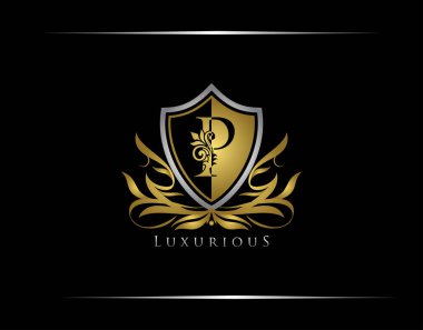 Lüks Altın Kalkan P Mektup Logosu